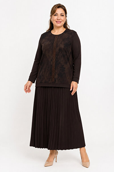 Mutlu City Women's Middle Age and Above Sandy Kupra Fabric Mother Pleated Ski...