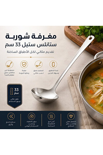 Dania Stainless Steel Soup Ladle 33 cm |   Deep Serving Spoon with Long Handl...