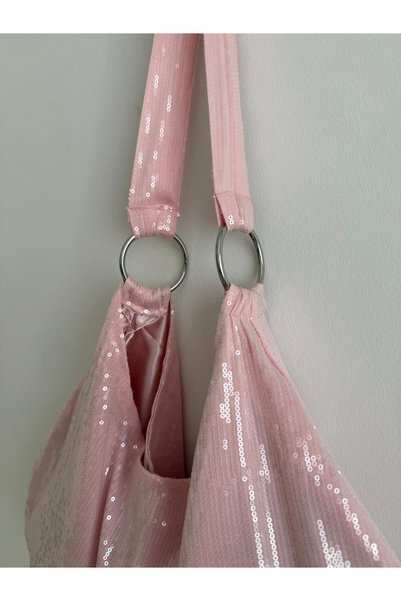 MUTE BAG Pink Sequin shopper / Pembe Pullu Kadın Omuz Çantası (28*49)