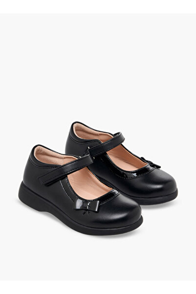 Flora Bella by Shoexpress Girls Bow Detail Hook & Loop Mary Jane School Shoes