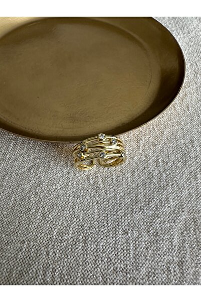 ringbox Gold Stone Cross Wire Ring