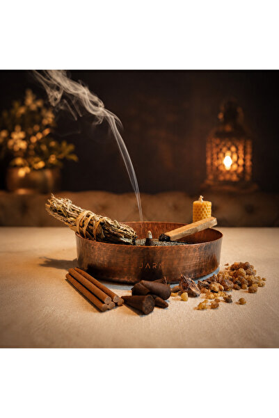 JARN SYSTEM Hestia El Yapımı Bakır Tütsülük Seti - Palo Santo, Adaçayı, Konik...