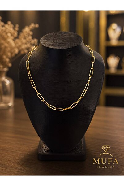MUFA JEWELRY 14K VIP Kaplama Ataç Zincir Kolye 60 cm 6 mm Antialerjik Kararma...