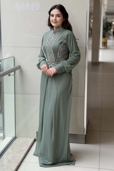 Mahal Fashion Night Stone Embellished Evening Dress