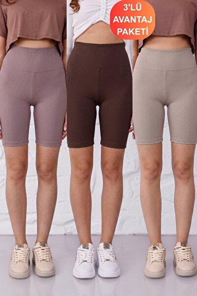 Mijja 3-Pack Women's No-Show Extra Flexible High Waist Biker Ribbed Shorts Le...