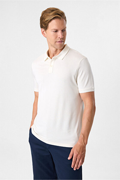 Back And Bond White Regular Fit Polo Neck T-Shirt