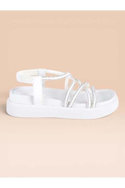 Hayati Arman Women's Cross Strap Stone Detailed Comfortable Thick Sole Sandal...