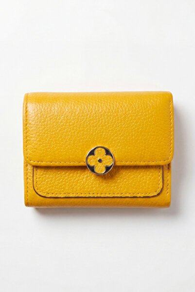 Levidor Yellow Genuine Leather Small Size Women's Card and Coin Wallet Lv910106