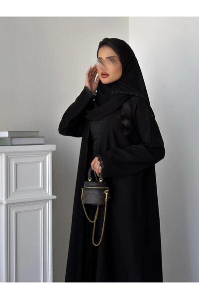 CENDRİA Lace Detailed Polka Dot Abaya