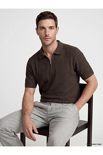 LC Waikiki Peak New Season Polo Collar Textured Men's T-Shirt