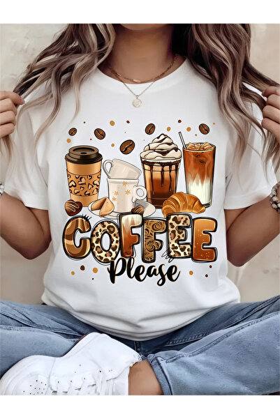 STITCHLY تي شيرت فضفاض للنساء بتصميم لمحبي القهوة، يعرض طباعة كوب حبوب القهوة...