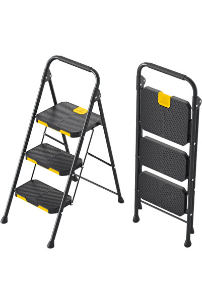 Cady One 4-Step Folding Step Ladder with Anti-Slip Wide Pedals Heavy Duty wit...