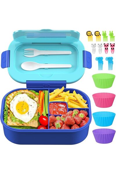 Arabest 44oz Kids Leakproof Bento Lunch Box, 4 Compartment Food Grade PP Cont...