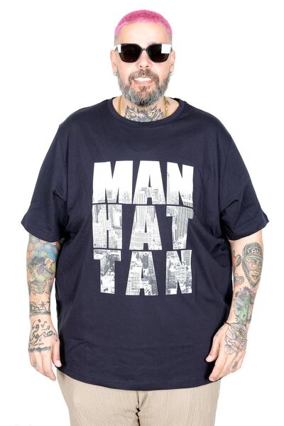 ModeXL Mode XL Plus Size T-Shirt Bis Ovratnik Manhattan U26118 TAMNOMOŽDA