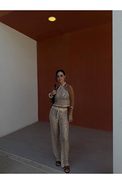 sinemkivanc co FİLE DETAYLI BLUZ PANTOLON TAKIM
