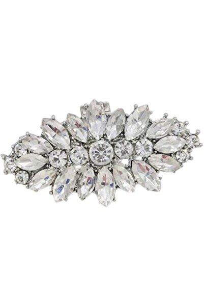 OEM Silver diadem buckle with stones for applying shoes, 2 pcs