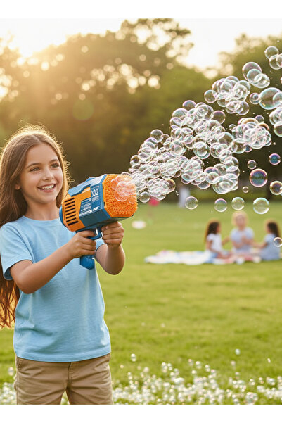 Yallabena Kids Rocket Launcher Bubble Gun with 132 Bubble Holes LED Lights US...