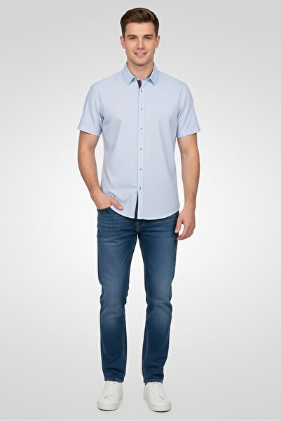 Max Crown Men Performance Fit Short Sleeve Allover Print Casual Shirt, Multic...