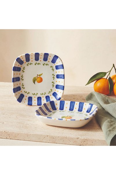 Güral Porselen Kayısı Desenli 13 cm Çerezlik ve Sosluk Seti - 2 Parça