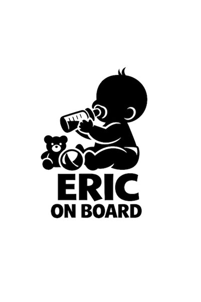 OEM Autocolant decorativ auto  "ERIC ON BOARD ", 10cm, Negru