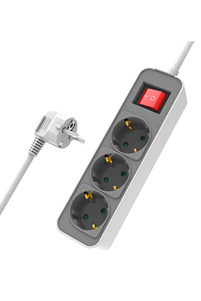 POWERTECH πολύπριζο ασφαλείας PT-1055, 3x schuko, 16A, 1.4m, λευκό
