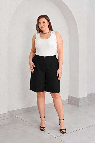 Büyük Moda Ленени бермуди с текстура