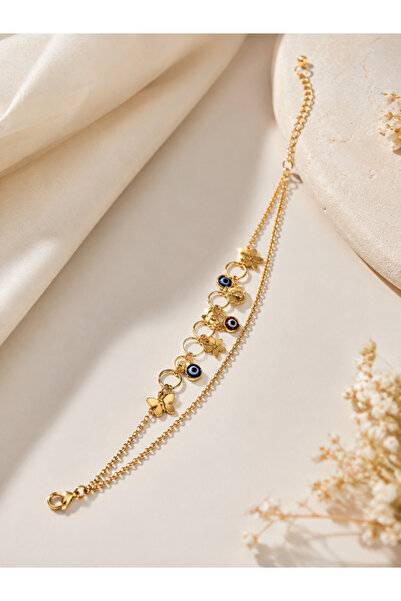 G Sport POLO Steel Anklet with Butterfly and Evil Eye Bead Detail
