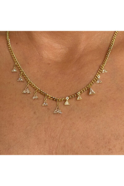 AlfaCollection Vip Model Triangle Charm Detailed Necklace