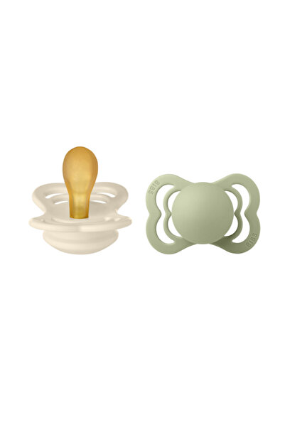 Bibs Set of 2 Supreme Latex lozenges, symmetrical nipple, 0 months, Ivory/Sage