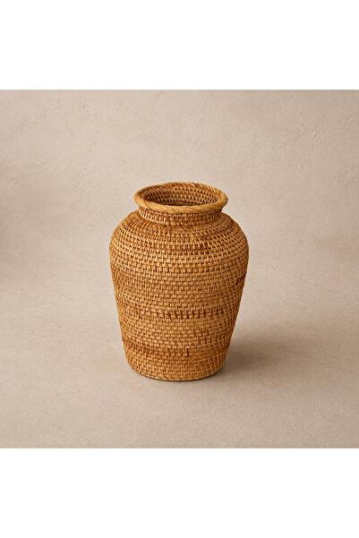 Nour Home Doğal Rattan El Örmesi Mini Vazo (16x20 cm)