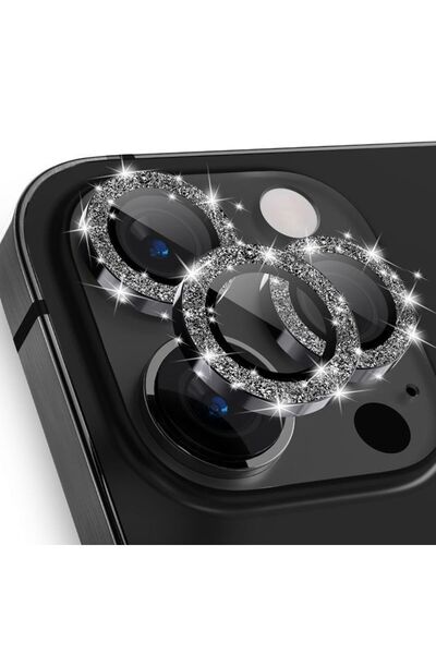 Orso OEM Lens Camera Tempered Glass Glitter Black iPhone 16 Pro Max/16 Pro/15...