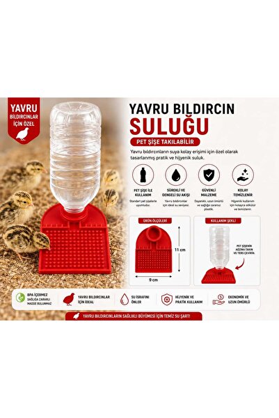 LİDER KÜMES EKİPMANLARI Yavru Bıldırcın Suluğu – Pet Şişe Uyumlu Suluk Aparatı