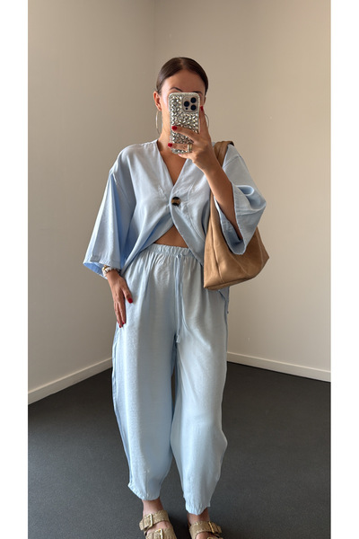 Narferita Reina Modal Kimono Ve Şalvar Pantolon Takımı