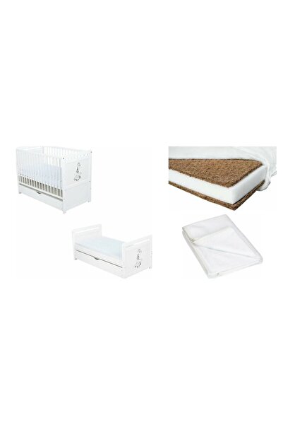 Babyneeds Set Patut din lemn bebe Babyneeds, Nadia II cu sertar, 120x60 cm, A...