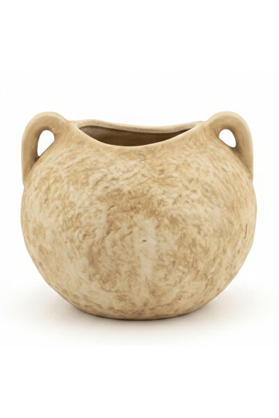 AKDC Rustic Beige Ceramic Amphora Vase with Dual Handles | Handcrafted Textur...