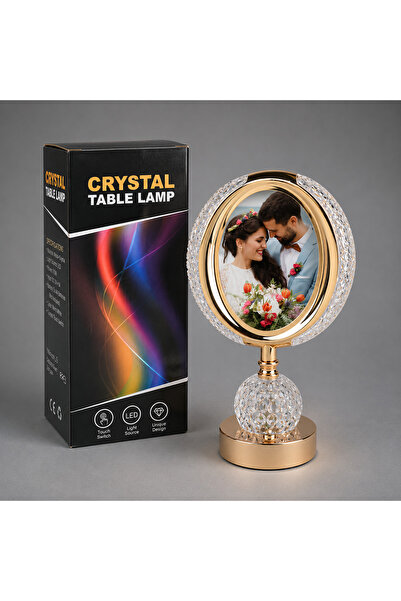 momento hediyelik Fotoğraflı Kristal Ledli Masa Lambası - 20x34cm