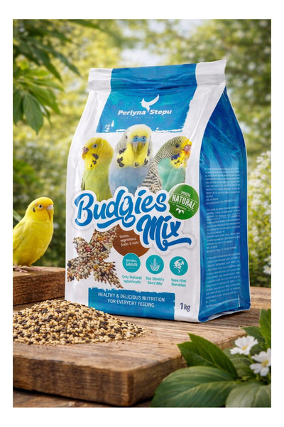 Perlyna Parakeet Food Mix 1kg - 100% Grain Blend - Complete Daily Nutrition f...