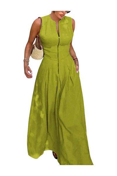 OEM Rochie eleganta de vara pentru femei, marime 1XL verde fistic