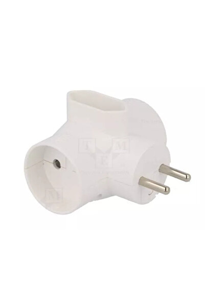 OEM R-20 Conector splitter de alimentare AC, tip 2P, rotund plat, alb, TIMEX-...
