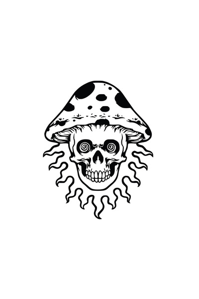 Amo-Stickers Sticker Auto Mushroom 30cm Argintiu