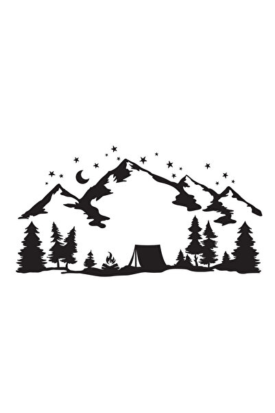 Amo-Stickers Стикер Приключение Палатка Планини 70см Тъмно сив