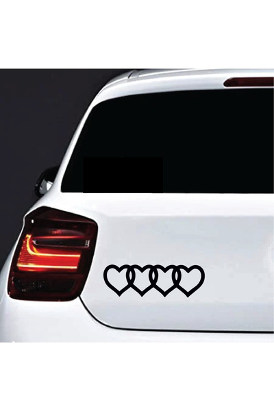 Amo-Stickers Sticker auto Audi 4 Inimi 30cm Argintiu