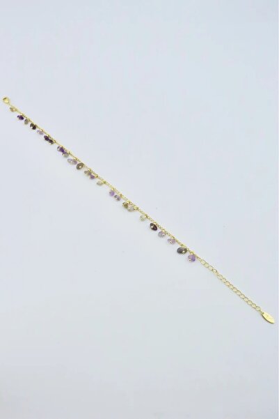 Haziran Accessory, Amethyst Natural Stone Dangle Anklet