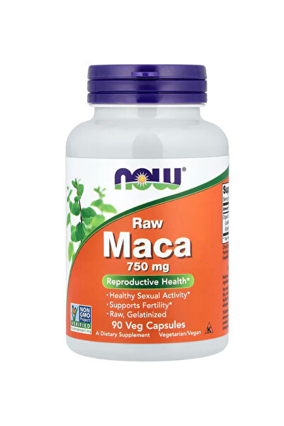 Now Foods Herbal, Maca (Lepidium meyenii) 750 mg Raw, Reproductive Health 90 ...