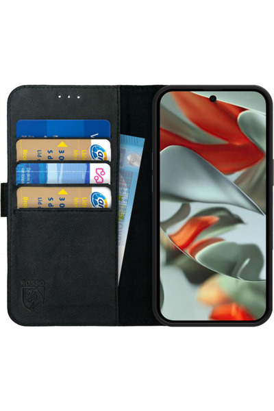 ROSSO Θήκη Google Pixel 9 Pro XL - Deluxe Δερμάτινη Πορτοφόλι - Black
