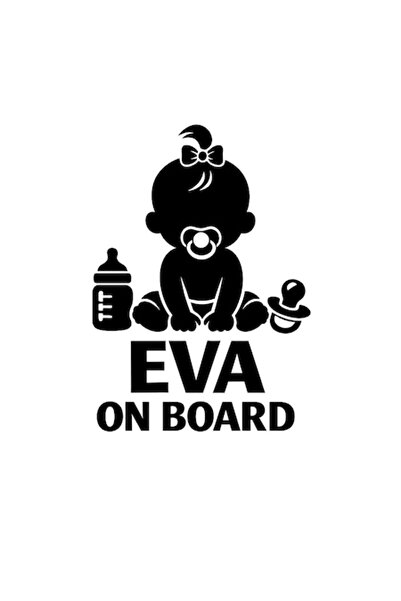 OEM Autocolant decorativ auto  "EVA ON BOARD ", M2, 10cm, Negru