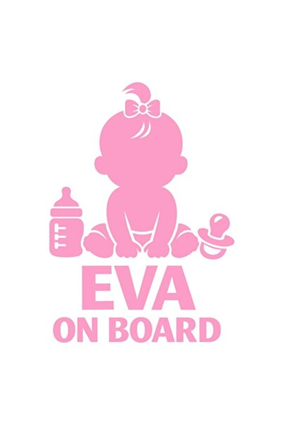 OEM Autocolant decorativ auto  "EVA ON BOARD ", M2, 10cm, Roz