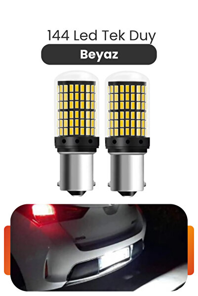 Asdelya 144 LED Tek Duy Beyaz LED Ampul BA15S P21W Geri Vites Plaka Aydınlatm...
