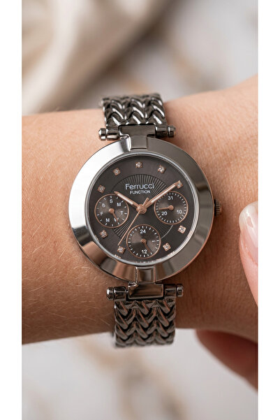 Ferrucci Black Color Waterproof Steel Case Women Wrist Watch