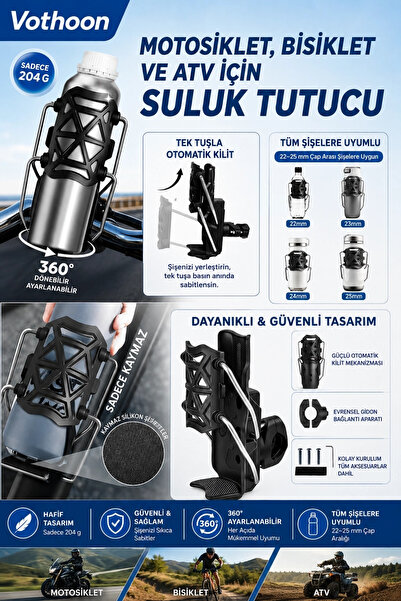 Epilons Bisiklet Motosiklet Atv Ve Scooter Matara Suluk Tutucu Gidon Bağlantı...